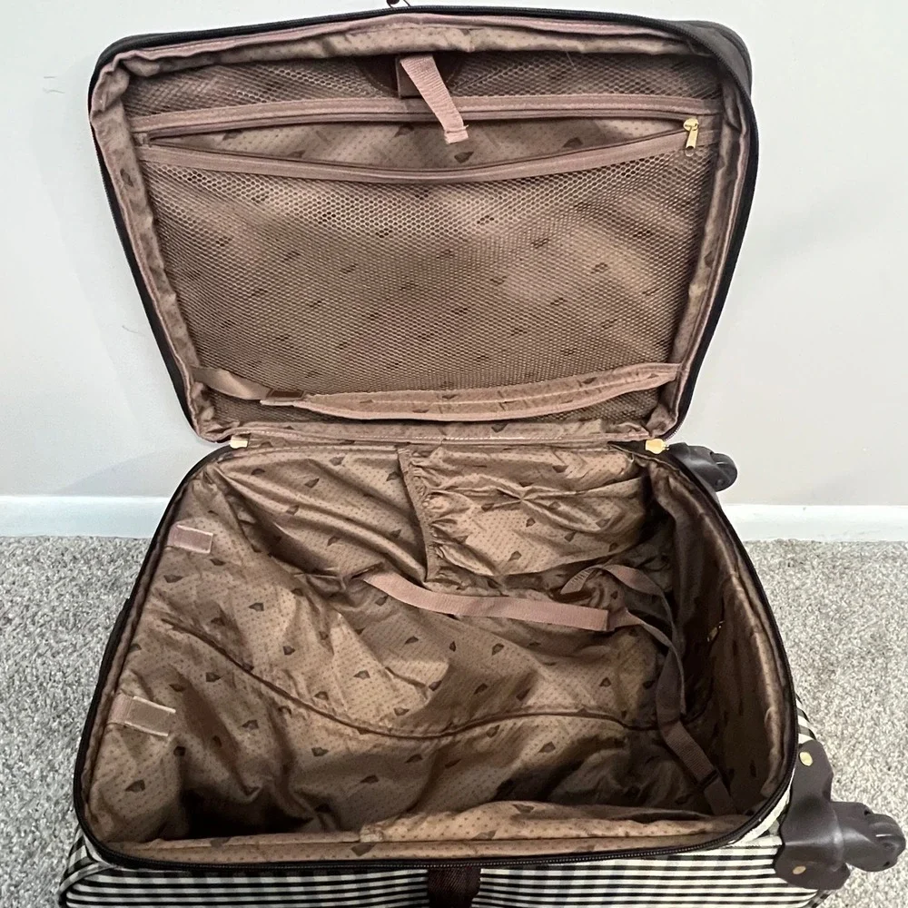 London Fog Suitcase Brown Gingham Plaid Devonshire Expandable Spinner 24